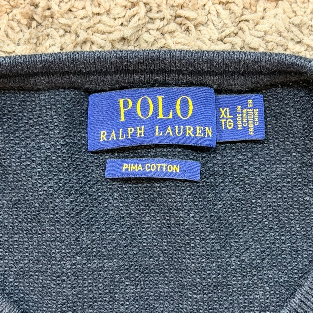 Vtg Polo Ralph Lauren Sweater MENS XL Black Purple Logo 100% Pima Cotton - Picture 4 of 4